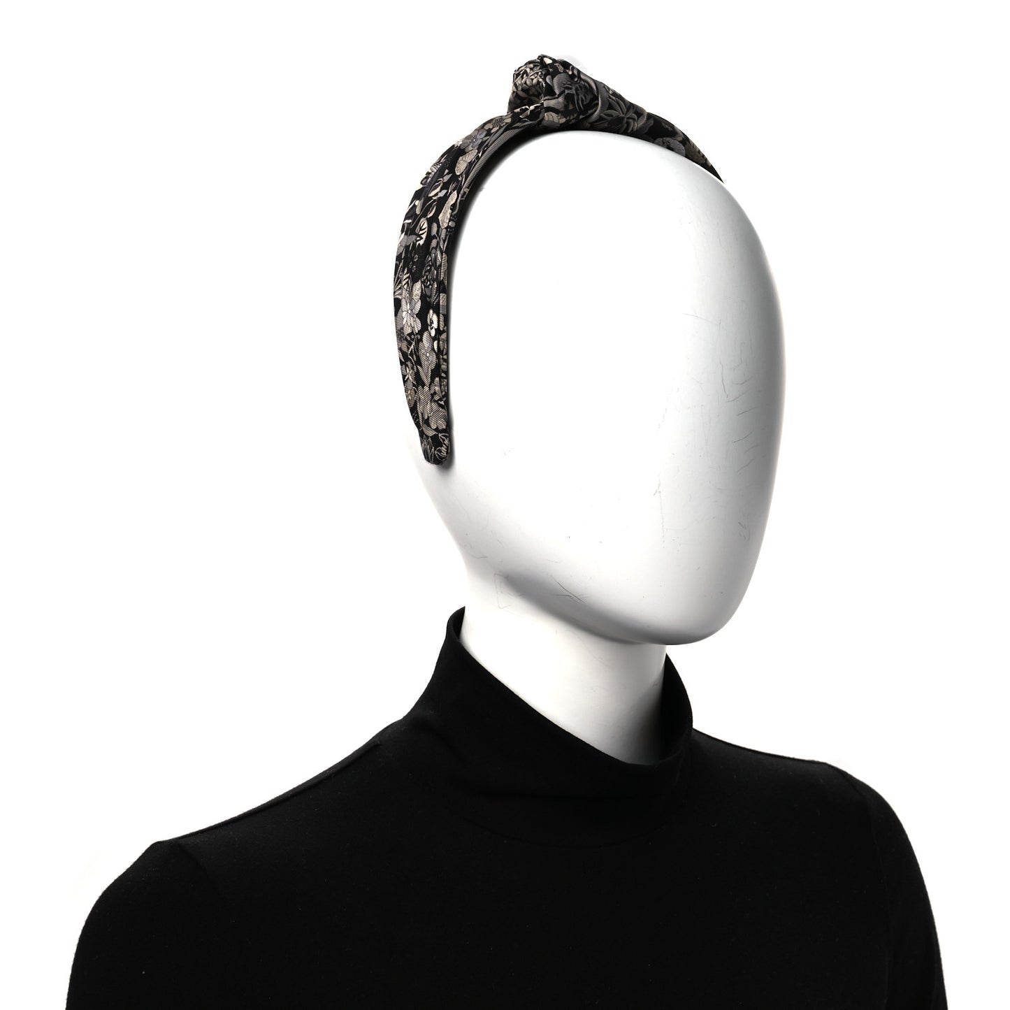 Silk Twill Planifleurs Knot Bloom Headband Black