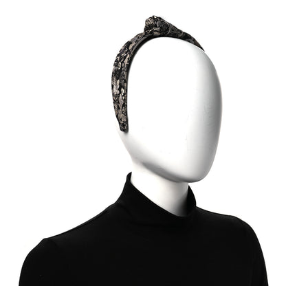 Hermes Silk Twill Planifleurs Knot Bloom Headband Black 2 of 7