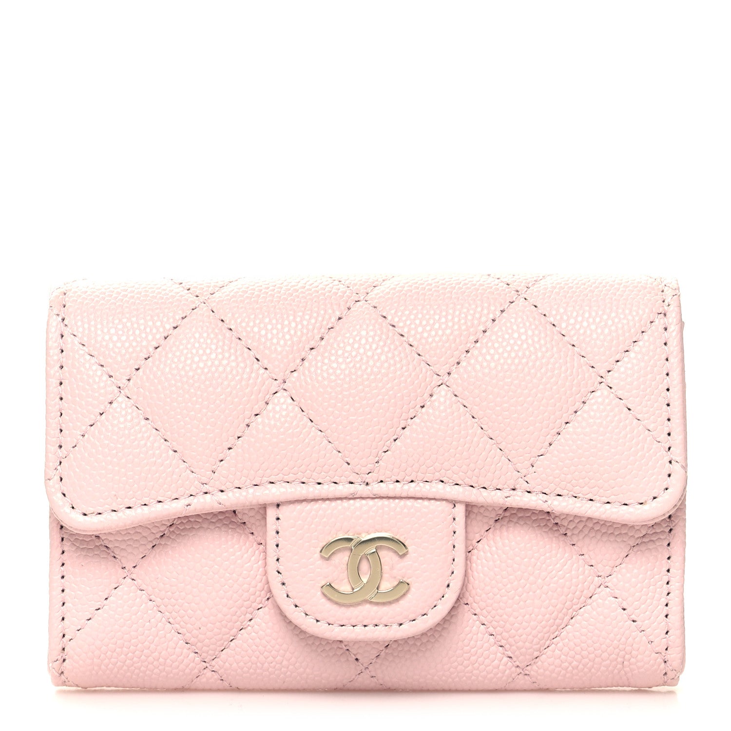 Chanel Caviar Quilted Flap Card Holder Wallet Light Pink 1 of 10