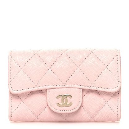 Chanel Caviar Quilted Flap Card Holder Wallet Light Pink 1 of 10