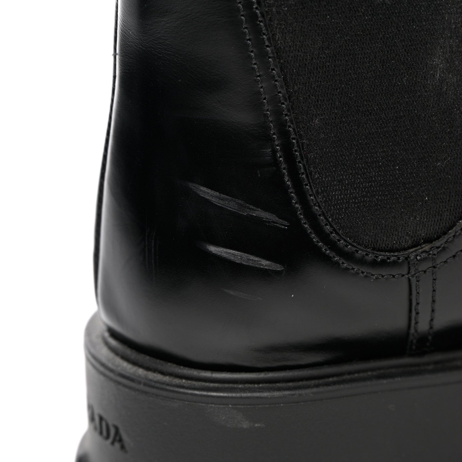 Prada Spazzolato Rois Monolith Chelsea 55mm Ankle Boots 37.5 Black 11 of 16