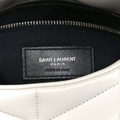 Saint Laurent Lambskin Quilted Toy Loulou Puffer Monogram Chain Satchel Blanc Vintage 7 of 16