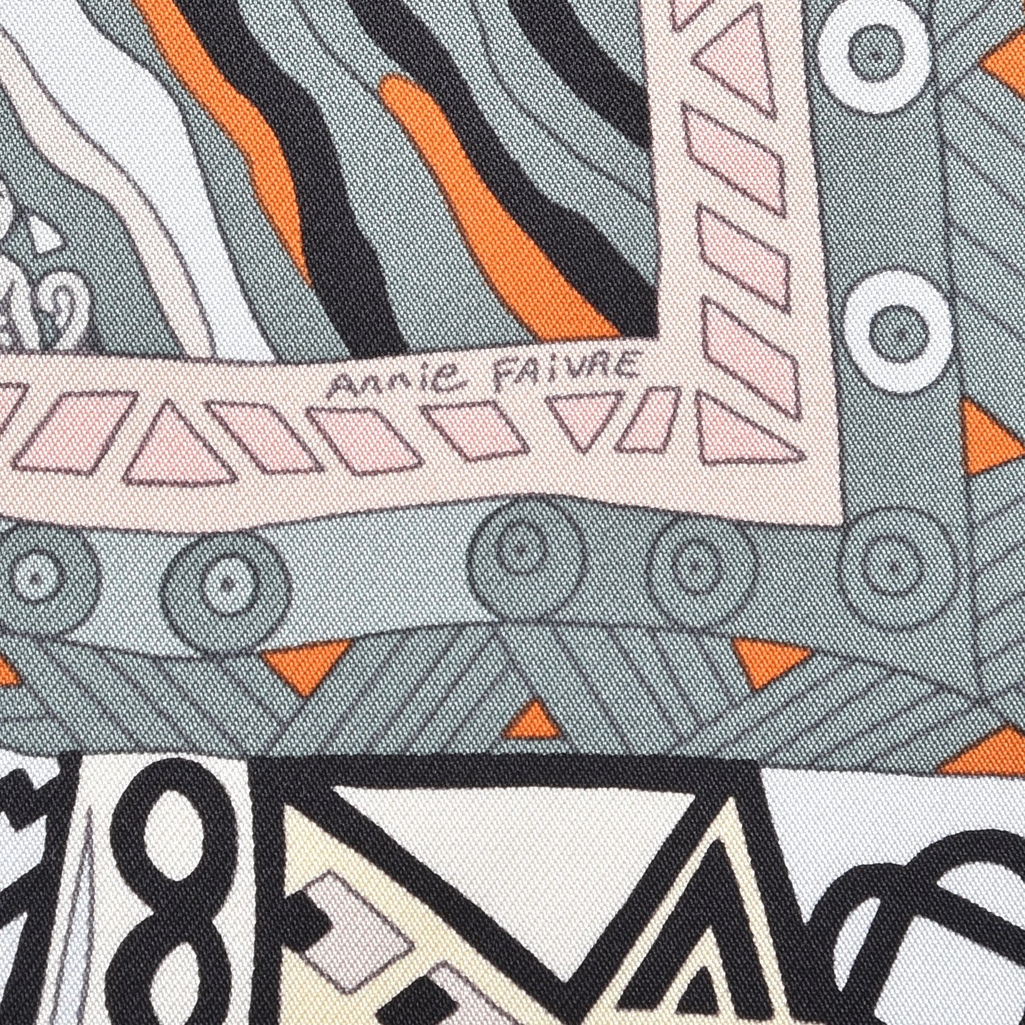 Silk Voyage En Etoffes Scarf 90 White Vert De Gris Orange