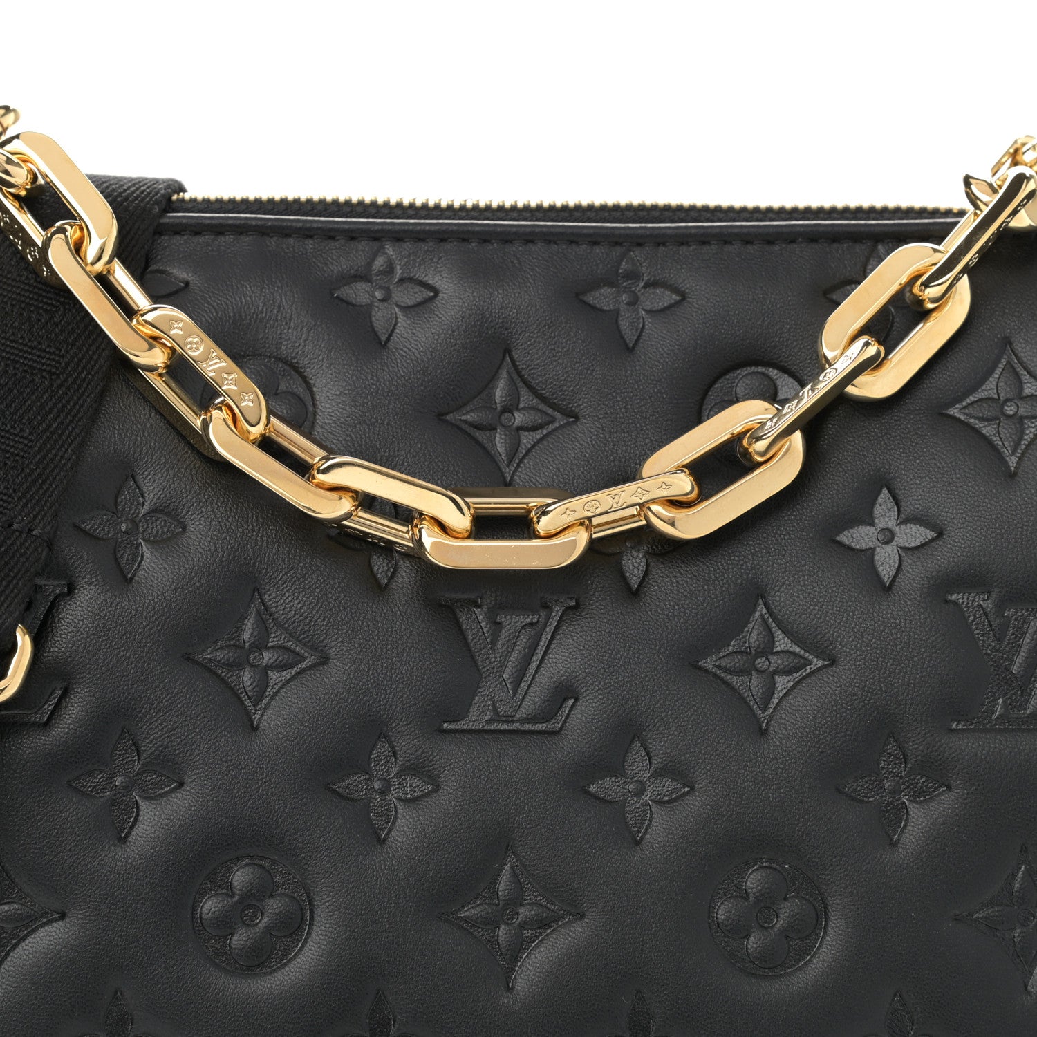 Louis Vuitton Lambskin Embossed Monogram Coussin PM Black 7 of 11