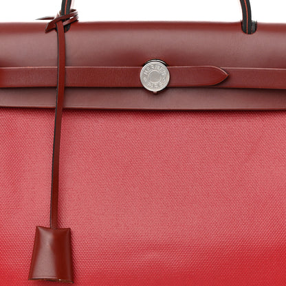 Hermes Toile H Berline Vache Hunter Herbag Zip PM 31 Rouge Piment Ecru 9 of 14