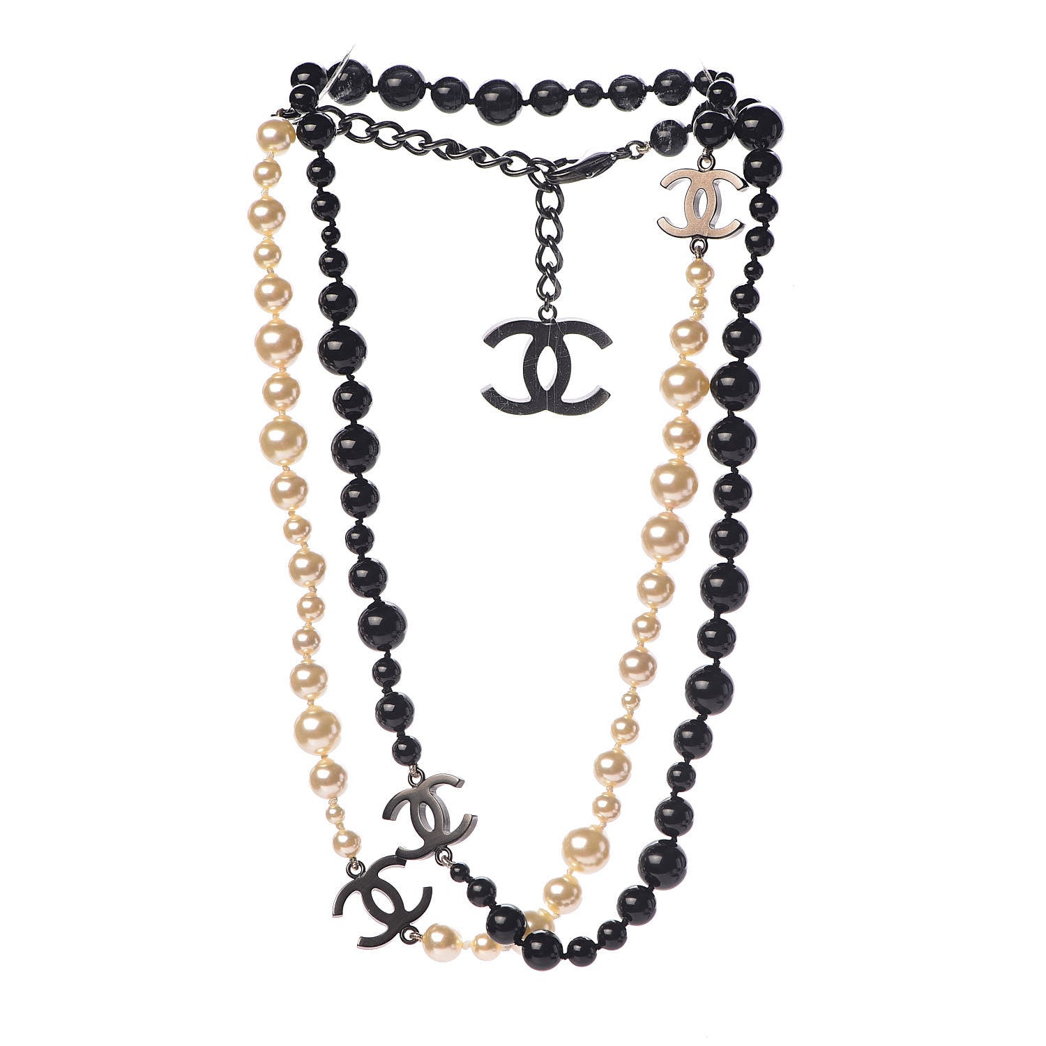 Chanel Pearl Beaded CC Long Necklace Black 3 of 5