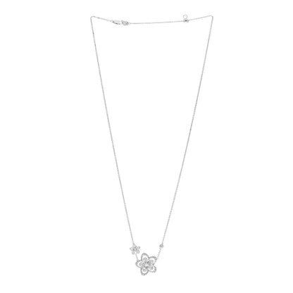 Graff 18K White Gold Diamond Double Wild Flower Pendant Necklace 3 of 5