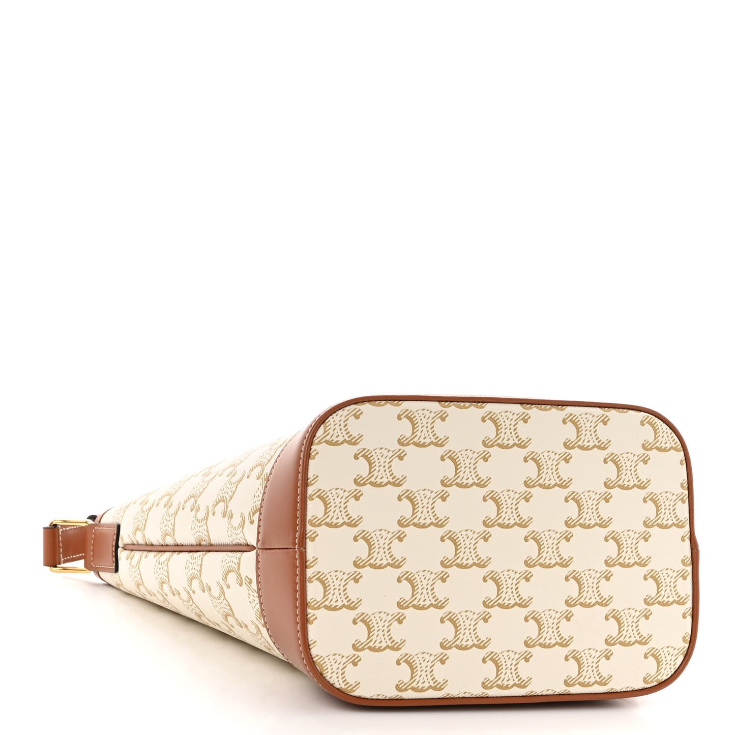 Triomphe Canvas Calfskin Small Bucket Bag White