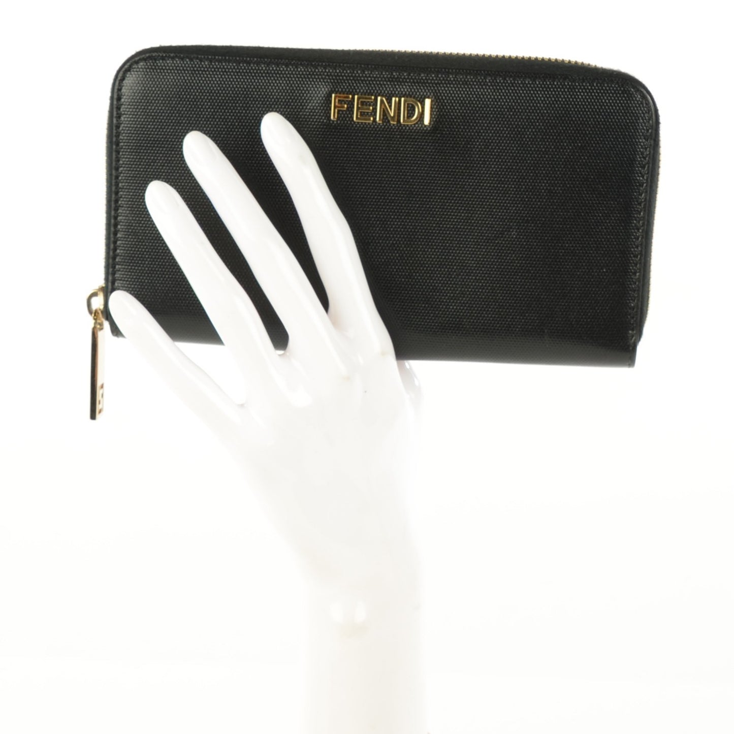 Coated Canvas Zip Around Wallet Black