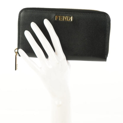 Fendi Coated Canvas Zip Around Wallet Black 2 of 9