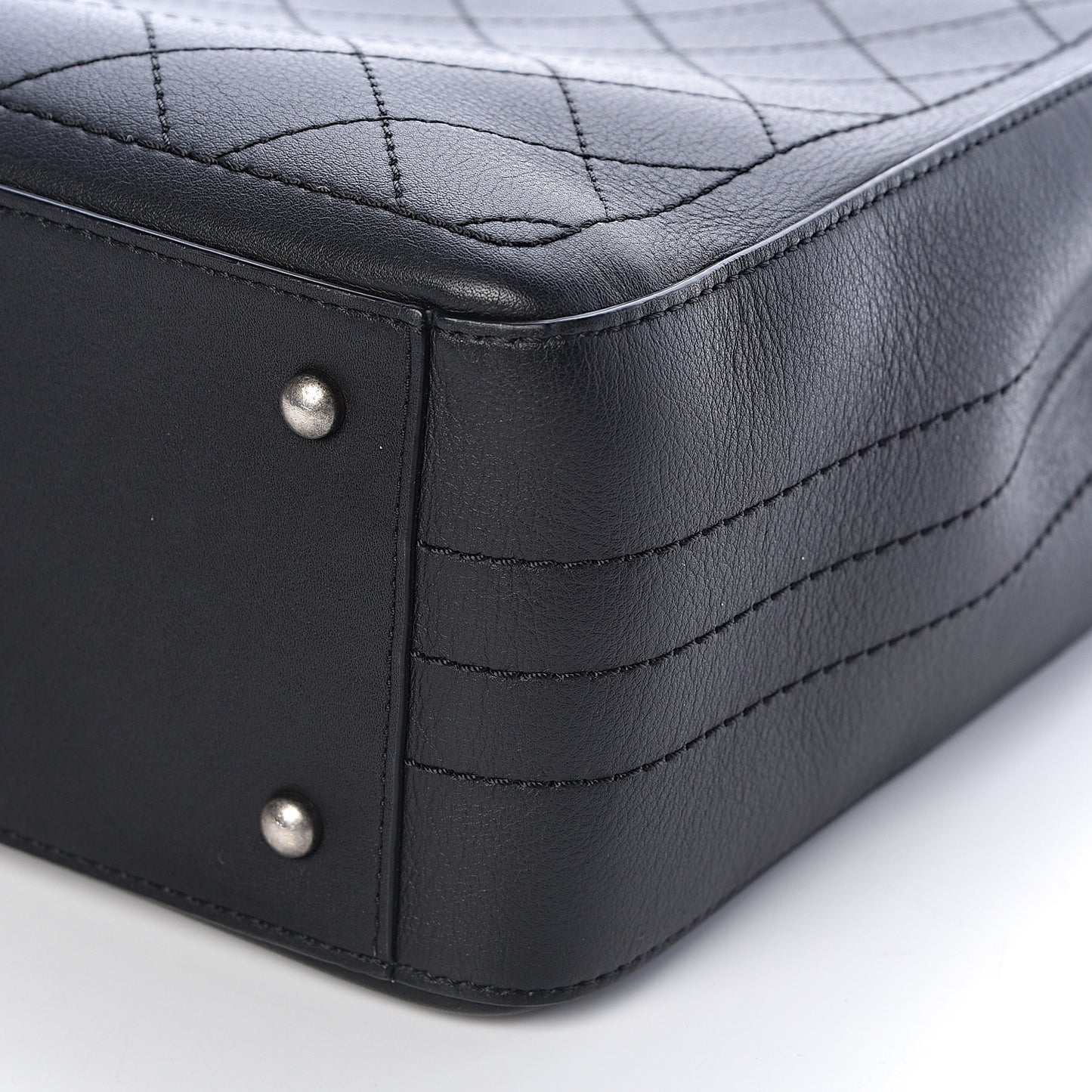 Bullskin Stitched Bi-Color Large Shopping Tote Black