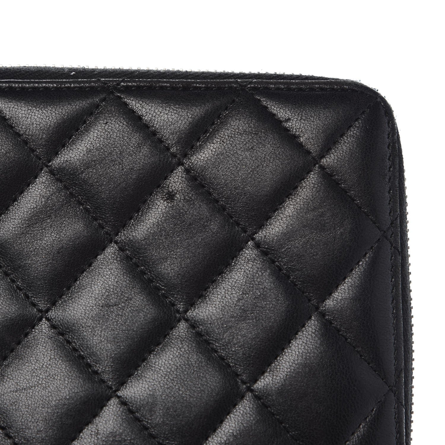 Chanel Lambskin Quilted Large Zip Around Organizer Wallet Black 11 of 13