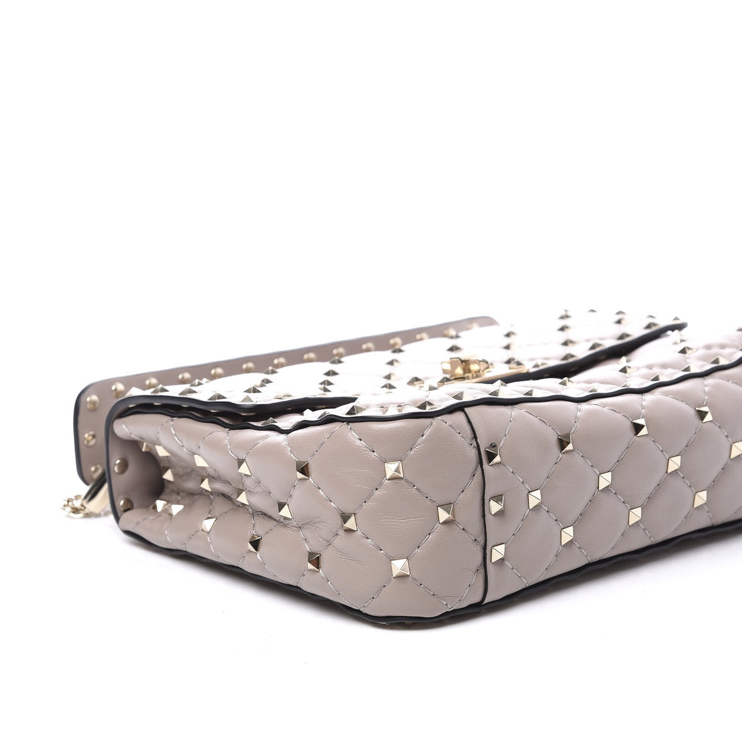 Lambskin Medium Rockstud Spike Shoulder Bag Poudre