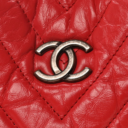 Chanel Aged Calfskin Chevron Quilted Small Gabrielle Backpack Dark Pink 8 of 10