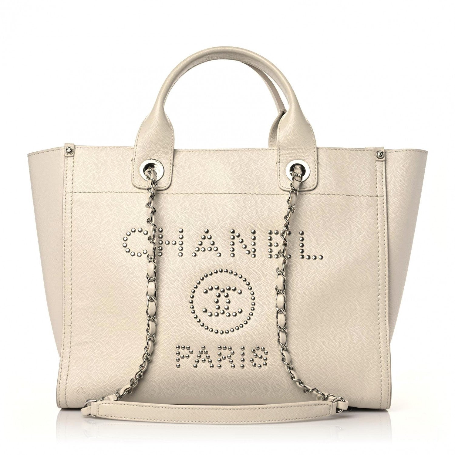 Chanel Caviar Small Studded Deauville Tote Ivory 1 of 22