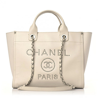Chanel Caviar Small Studded Deauville Tote Ivory 1 of 22