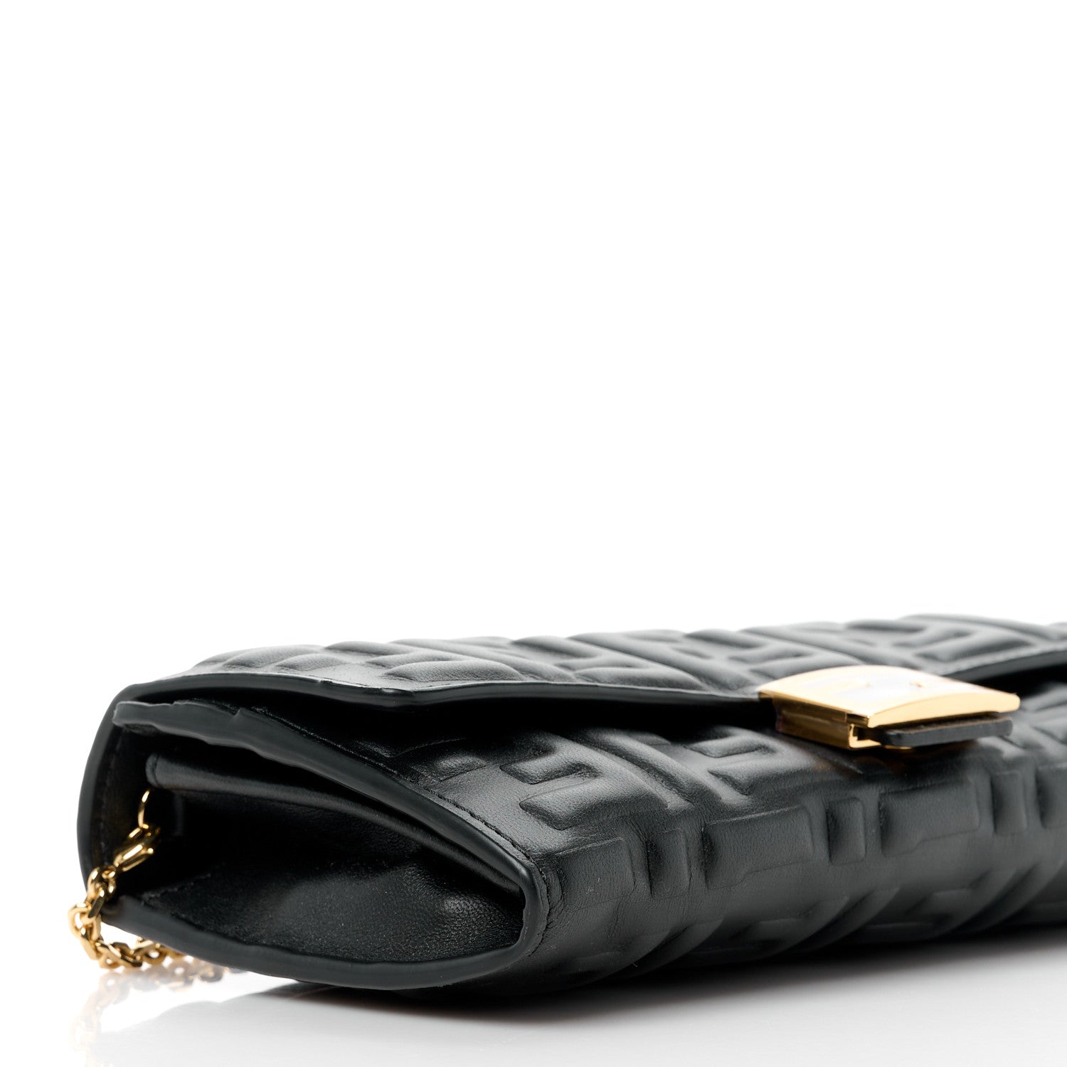 Fendi Nappa Matisse FF Embossed Continental Wallet On Chain Black 10 of 12