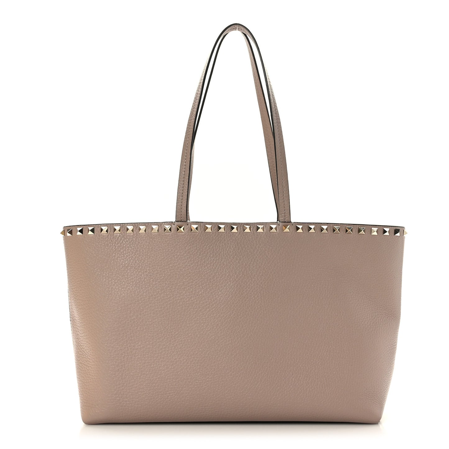Grained Calfskin Small Rockstud Shoulder Tote Poudre
