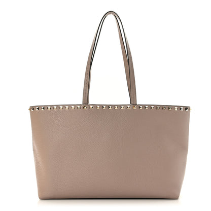 Valentino Garavani Grained Calfskin Small Rockstud Shoulder Tote Poudre 1 of 8