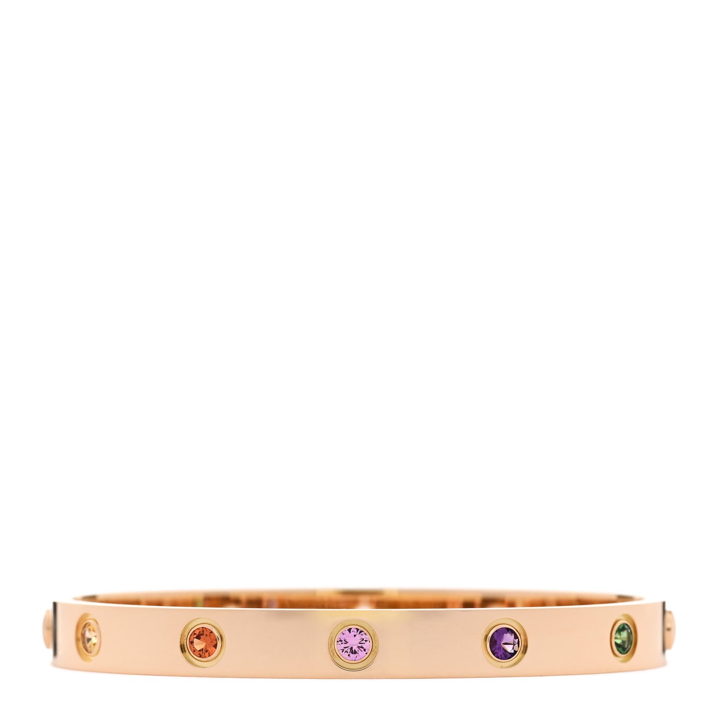18K Pink Gold Sapphire Garnet Amethyst LOVE Bracelet 16
