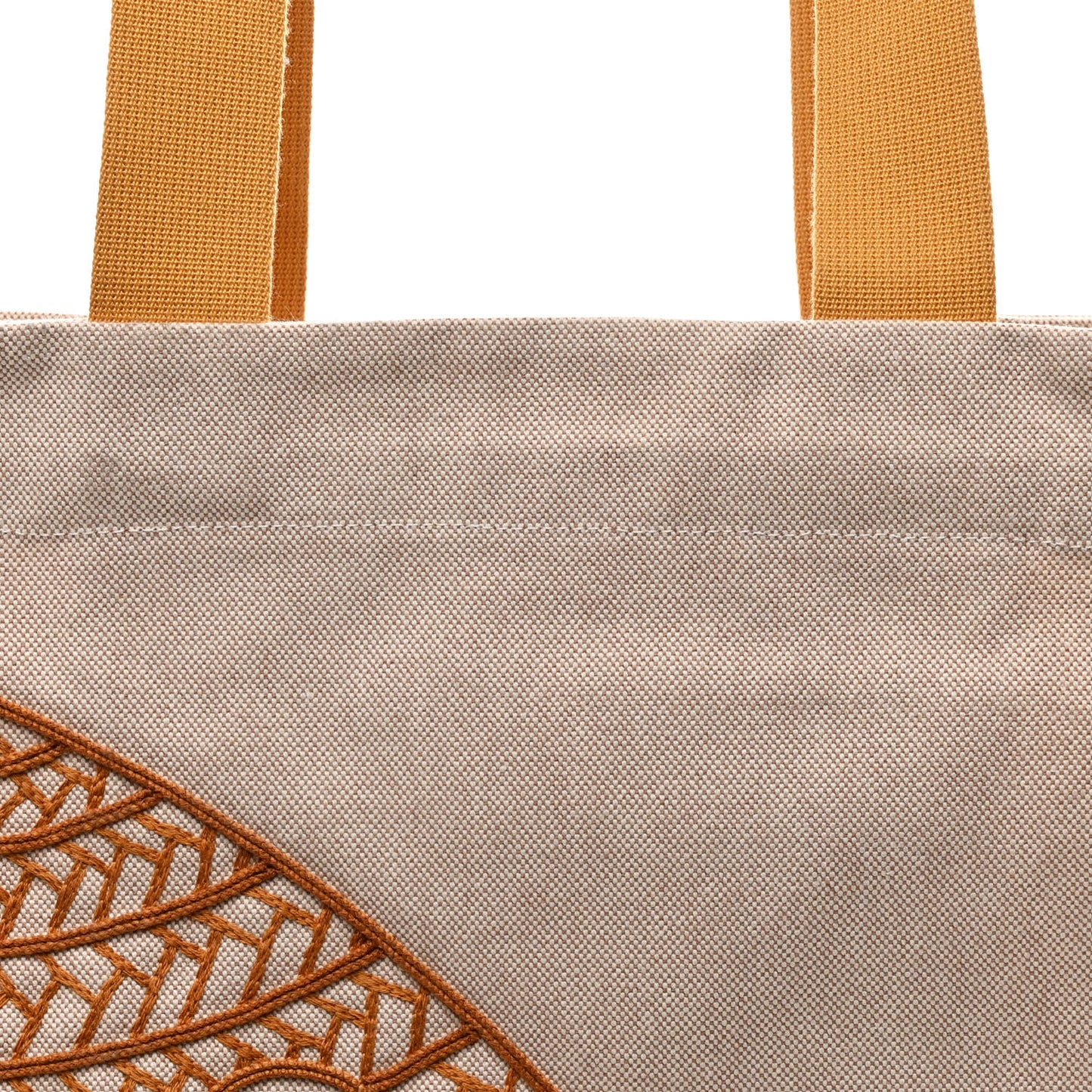 H Canvas Embroidered Poisson Natte Beach Bag Camel Jaune