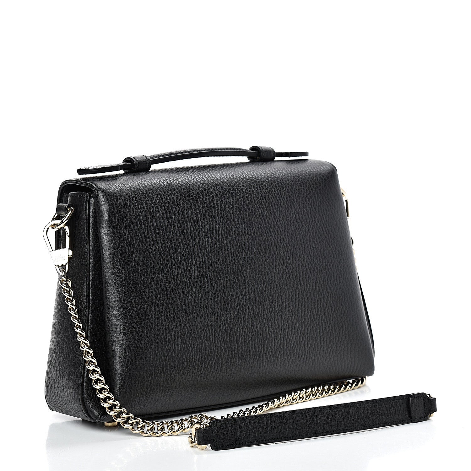 Gucci Dollar Calfskin Interlocking G Top Handle Shoulder Bag Black 2 of 10
