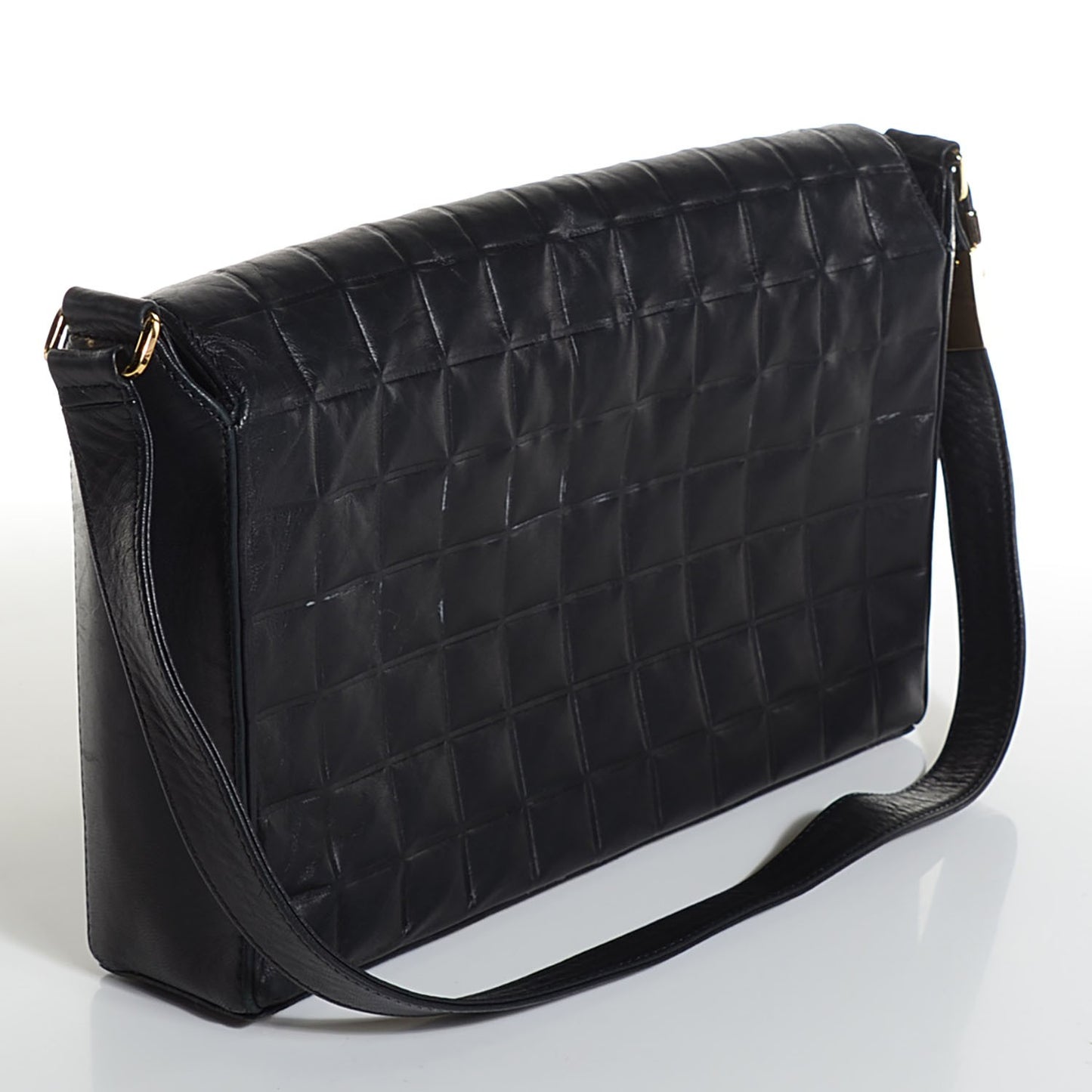 Lambskin Quilted Chocolate Bar CC Flap Black