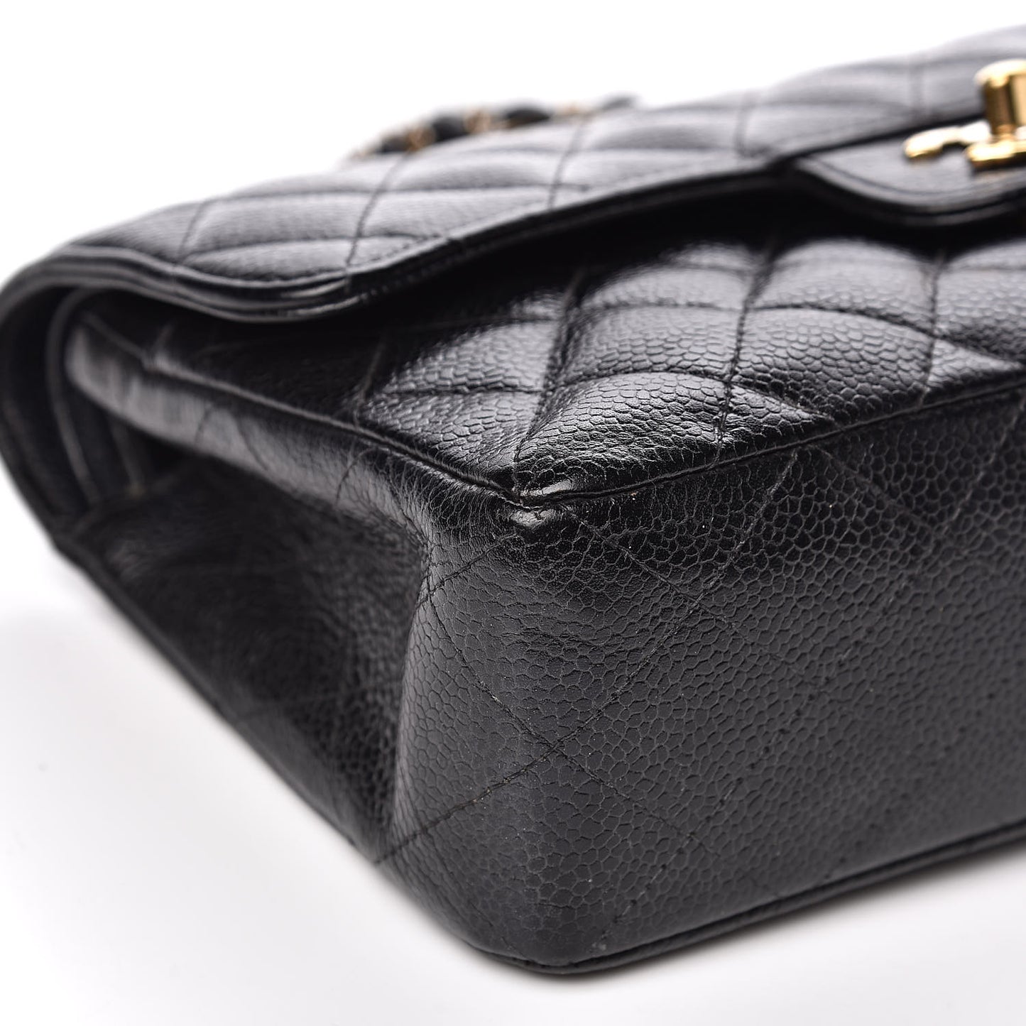 Caviar Quilted Small Double Flap Black