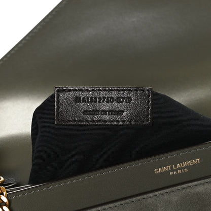 Saint Laurent Smooth Calfskin Suede Monogram Cassandra Clasp Bag Olive Green 7 of 10