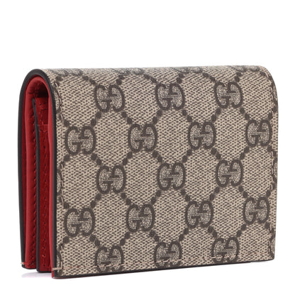 Gucci GG Supreme Monogram Bosco Patch Card Case Wallet Beige Malva Hibiscus Red 3 of 8