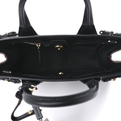 Burberry Grainy Calfskin House Check Small Banner Tote Black 4 of 9