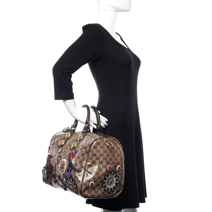 Gucci Crystal Monogram Fable Embroidered Large Babouska Boston Beige 2 of 9