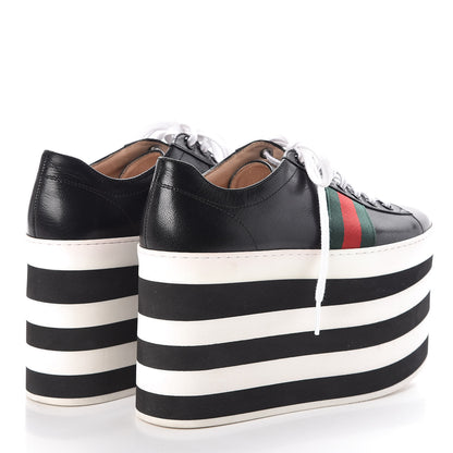 Gucci Malaga Kid Peggy Platform Sneakers 36.5 Black White 4 of 8