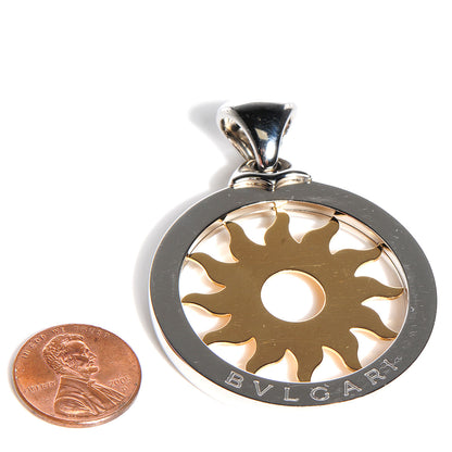Bulgari Stainless Steel 18K Yellow Gold Large Tondo Sun Pendant 2 of 4
