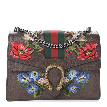 Gucci Calfskin Web Floral Embroidered Medium Dionysus Shoulder Bag New Acero 1 of 8
