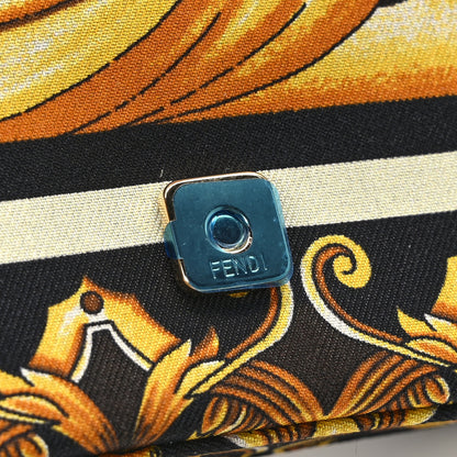 Fendi X VERSACE Silk Fendace FF Baroque Nano Brooch Baguette Charm Black Gold 11 of 12