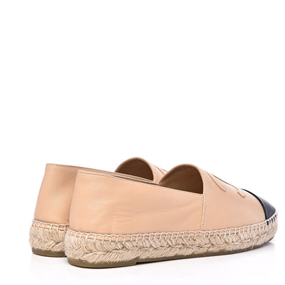 Chanel Lambskin CC Espadrilles 38 Beige Black 4 of 9