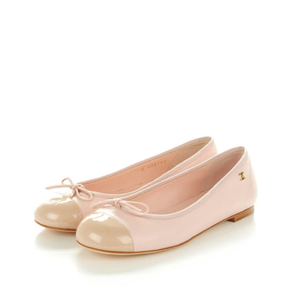Chanel Lambskin Patent Cap Toe CC Ballerina Flats 35.5 Rose Clair 3 of 8