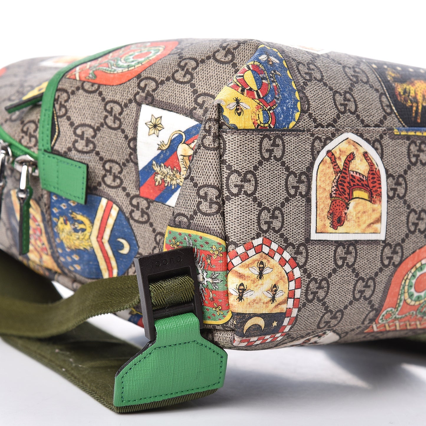 GG Supreme Monogram Children's Crests Backpack Green