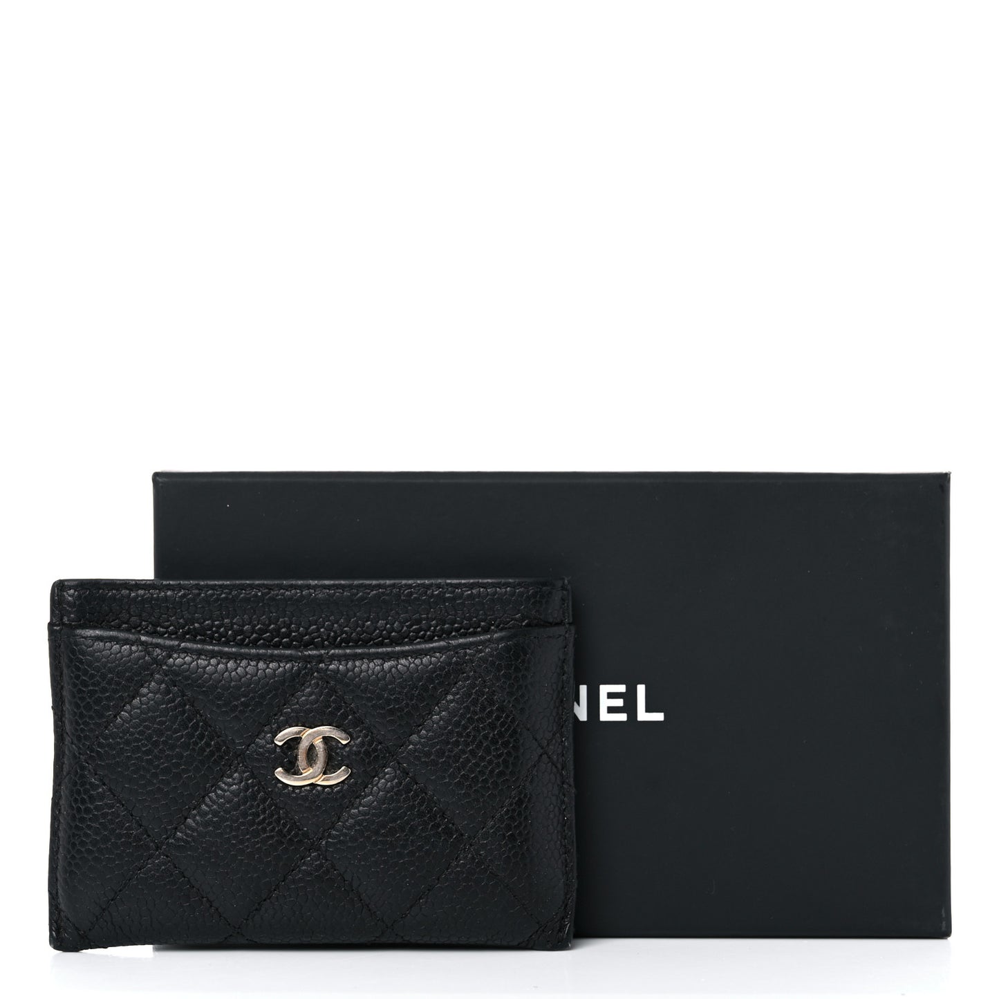 Caviar Quilted Card Holder Black