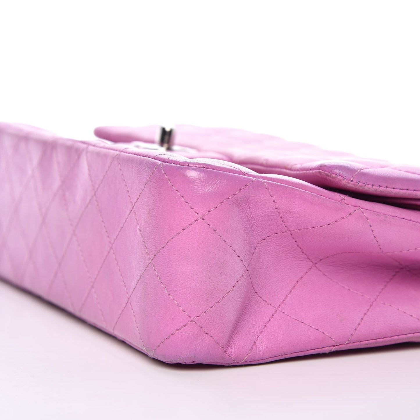Lambskin Quilted Medium Double Flap Light Purple