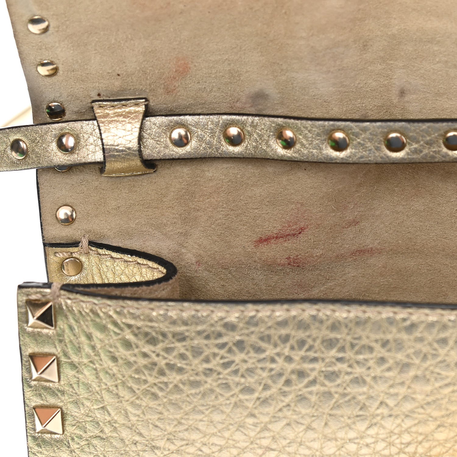 Valentino Garavani Metallic Pebbled Calfskin Medium Rockstud Flip Lock Crossbody Bag Platino 10 of 10