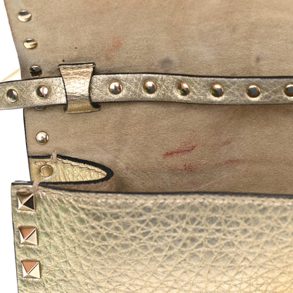 Valentino Garavani Metallic Pebbled Calfskin Medium Rockstud Flip Lock Crossbody Bag Platino 10 of 10