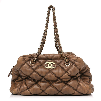 Chanel Calfskin Bubble Quilt Bowler Brown 1 of 28
