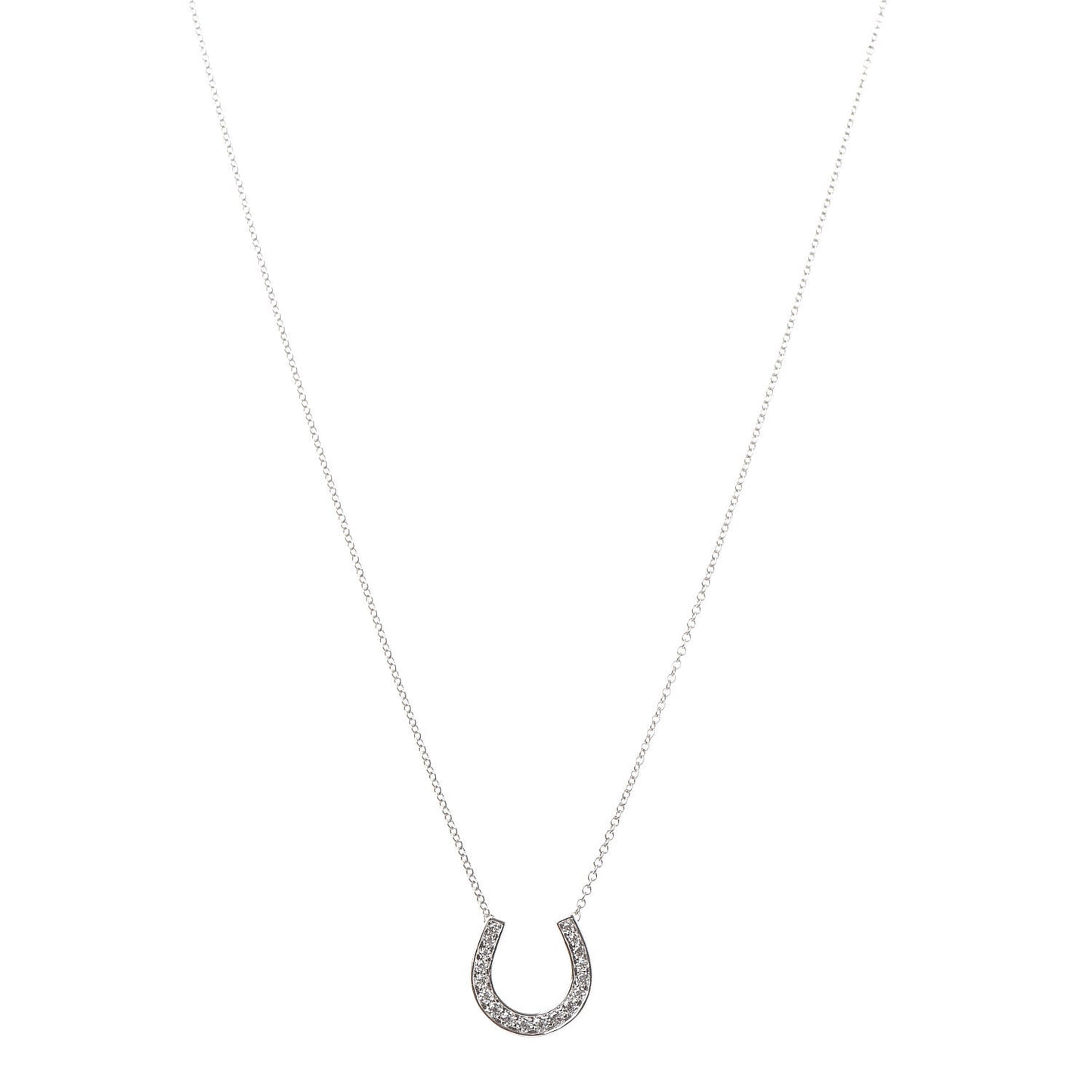 Platinum Diamond Horseshoe Pendant Necklace