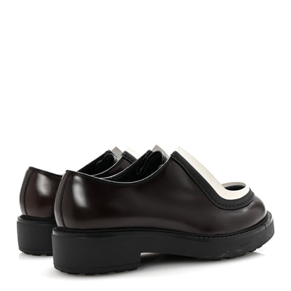 Prada Spazzolato Rois Monolith 55mm Derby Loafers 8 Dark Brown Black 5 of 10