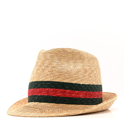 Gucci Abaca Straw Web Fedora Hat M 1 of 11