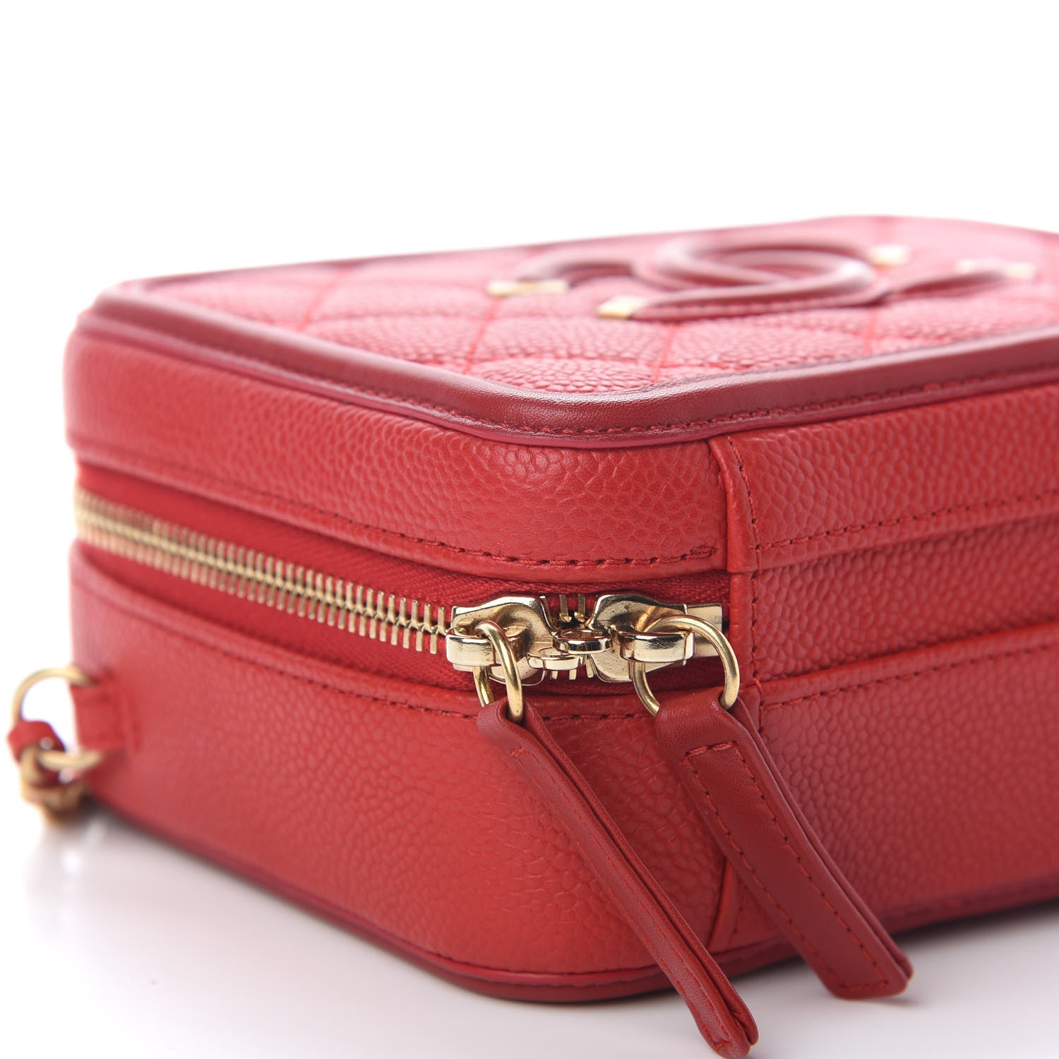 Chanel Caviar Quilted Small CC Filigree Vanity Case Red 8 of 9
