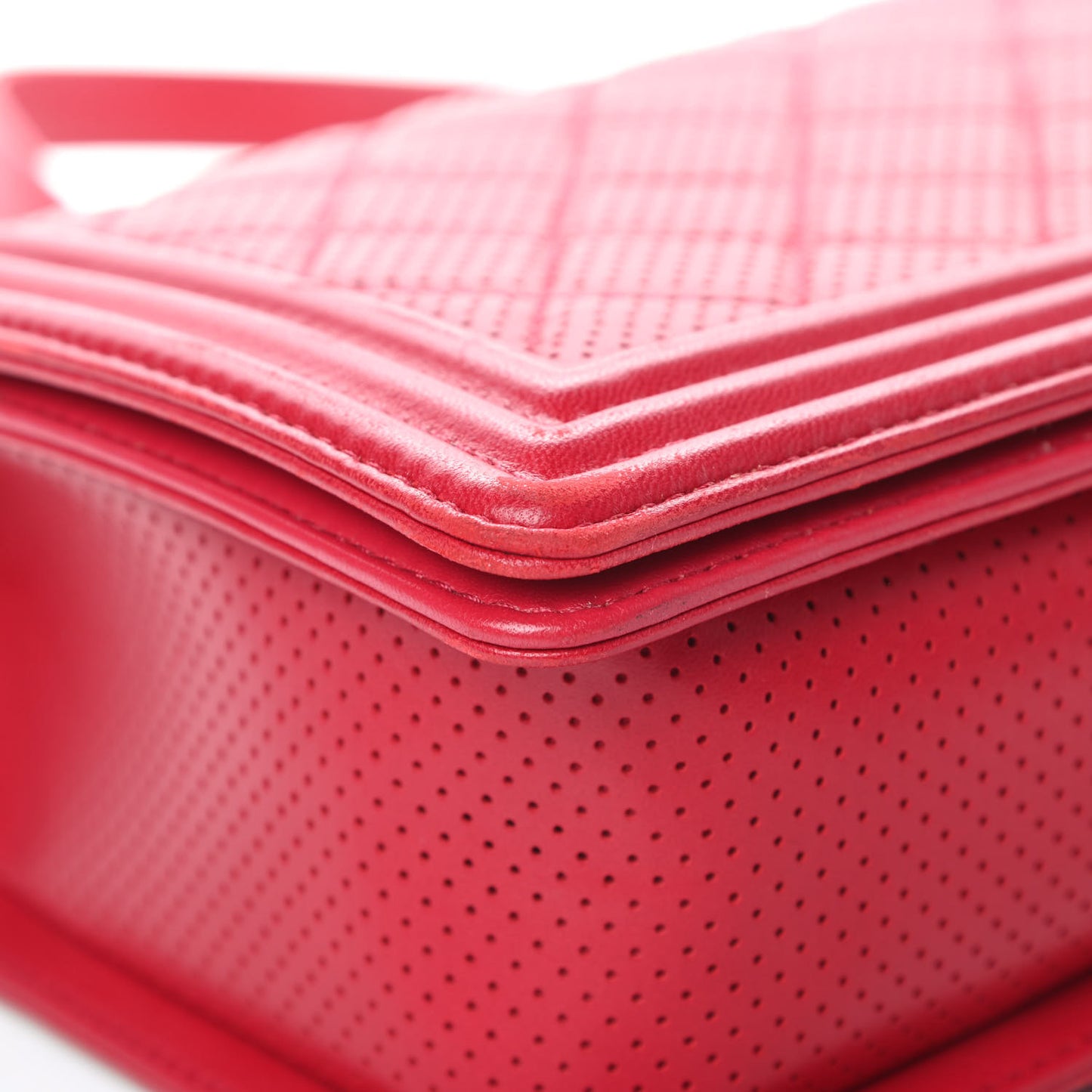 Perforated Lambskin Quilted New Medium Boy Flap Dark Pink