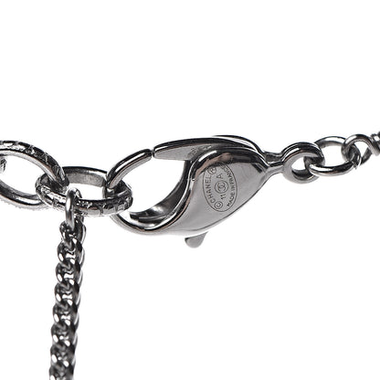 Chanel Pearl Bead CC Short Necklace Silver Black 4 of 9